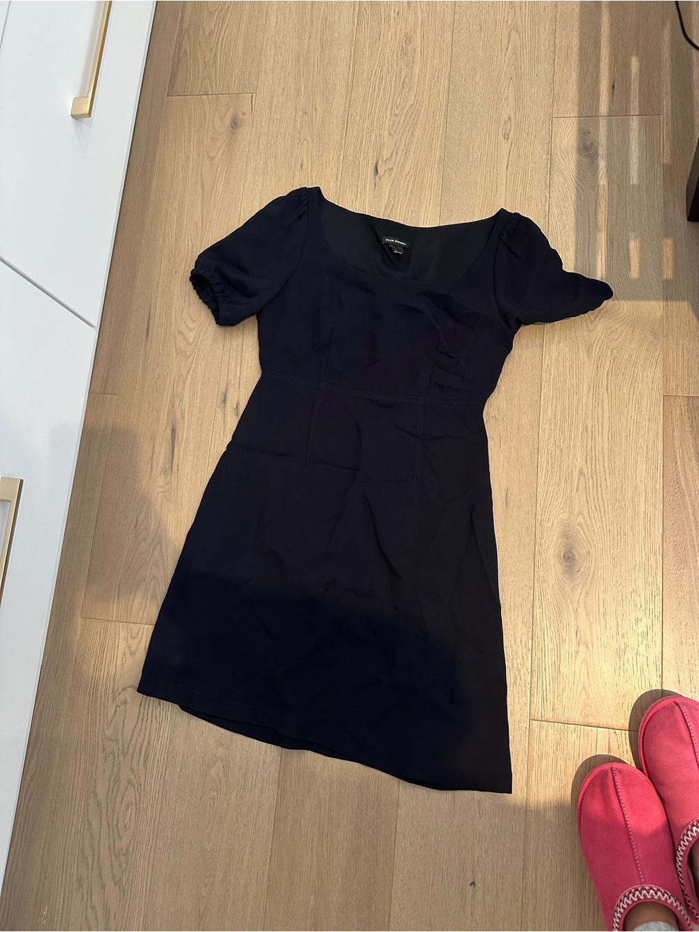 Club Monaco Black Mini Dress with Puff Sleeves